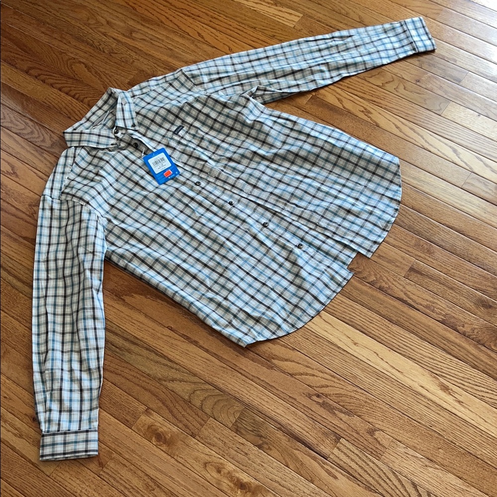 Wrangler Blue and White Plaid Shirt